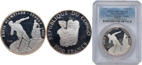 Republic of the Congo 1999 1000 Francs CFA (2000 Summer Olympic Games) Silver (.999) 40.2g PCGS PR66 Top Pop Only example graded at PCGS KM 36 Schön 4...