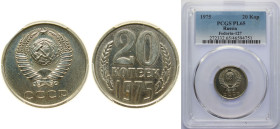 Russia Soviet Union 1975 20 Kopecks (15 orbits) Nickel brass 3.4g PCGS PL 65 Y 132 Schön 81