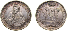 San Marino Republic 1933 R 20 Lire Silver (.800) Rome Mint (10000) 15g AU KM 11 Pag 342-346