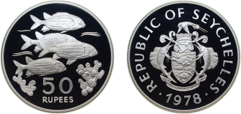 Seychelles Republic 1978 50 Rupees (Conservation, Squirrel fish) Silver (.925) R...