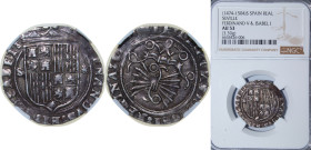 Spain Kingdom ND (1497-1504) S Real - Ferdinand V and Isabella I Silver (.931) Seville Mint 3.4g NGC AU 53