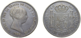 Spain Kingdom 1852 20 Reales - Isabel II Silver (.900) Madrid Mint 26g XF KM 593 Cal 151