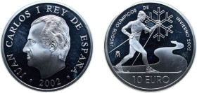 Spain Kingdom 2002 M 10 Euro - Juan Carlos I (Olympic Games Salt Lake City) Silver (.925) Madrid Mint (30000) 27g PF KM 1078