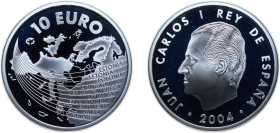 Spain Kingdom 2004 M 10 Euro - Juan Carlos I (European Union Enlargement) Silver (.925) Madrid Mint (50000) 27g PF KM 1099