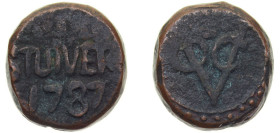 Sri Lanka Dutch Ceylon colony 1787 1 Stuiver - VOC Copper 16.5g VF KM 26