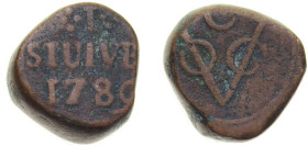 Sri Lanka Dutch Ceylon colony 1789 1 Stuiver - VOC Copper Colombo Mint 13.1g VF KM 26