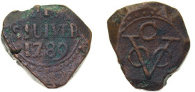 Sri Lanka Dutch Ceylon colony 1789 1 Stuiver - VOC Copper Colombo Mint 14g VF KM 26