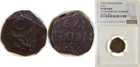Sri Lanka Dutch Ceylon colony 1791 1 Stuiver - VOC Copper Colombo Mint 13.76g VF Environmental Damage KM 26