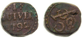 Sri Lanka Dutch Ceylon colony 1792 1 Stuiver - VOC Copper Colombo Mint 13g VF KM 26
