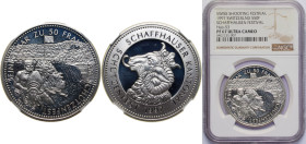 Switzerland Federal State 1997 50 Francs (Schaffhausen Shooting Festival) Silver (.900) (1500) 25g NGC PF 67 HMZ 2 1348o X S50