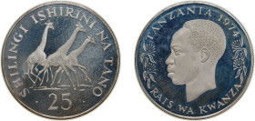 Tanzania Republic 1974 25 Shilingi (Conservation; Silver Proof Issue) Silver (.925) Royal Mint (13000) 28.28g PF KM 7a Schön 9a