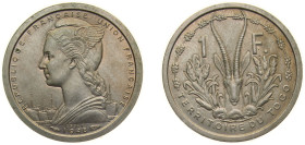 Togo French Mandate 1948 1 Franc Union Française (Essai) Nickel brass Paris Mint (2000) 5.2g SP Schön 4b KM E4
