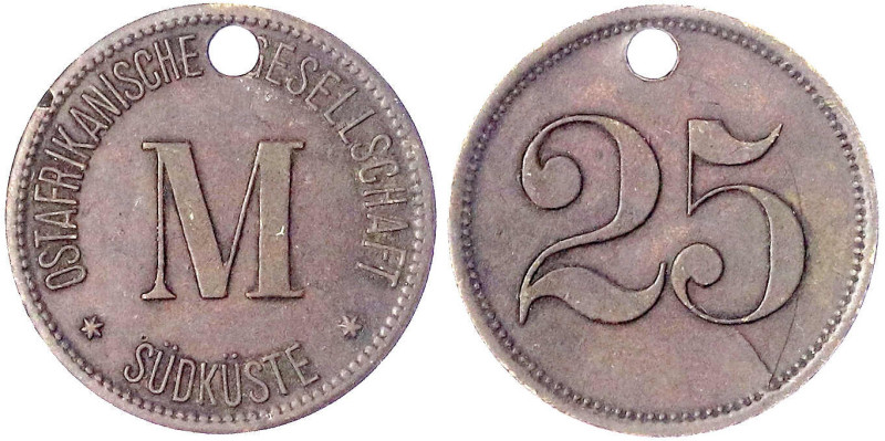 Münzen der Kolonien und Nebengebiete
Deutsch-Ostafrika
25 (Pfennig) Wertmarke ...