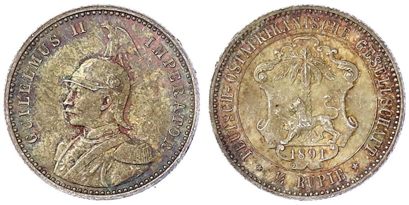 Münzen der Kolonien und Nebengebiete
Deutsch-Ostafrika
1/4 Rupie 1891. vorzügl...