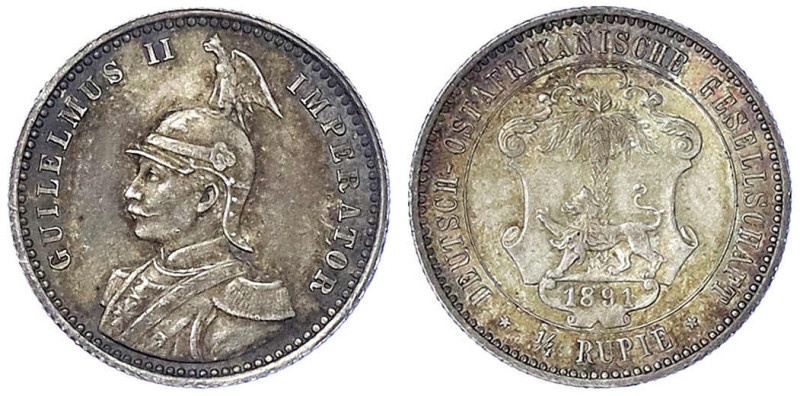 Münzen der Kolonien und Nebengebiete
Deutsch-Ostafrika
1/4 Rupie 1891. vorzügl...