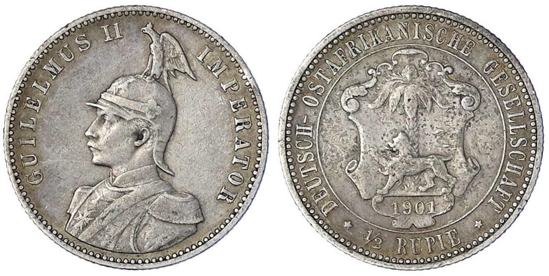 Münzen der Kolonien und Nebengebiete
Deutsch-Ostafrika
1/2 Rupie 1901. fast se...