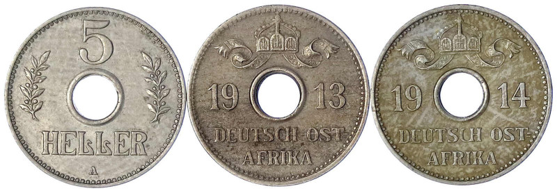 Münzen der Kolonien und Nebengebiete
Deutsch-Ostafrika
3 X 5 Heller: 1913 A, J...
