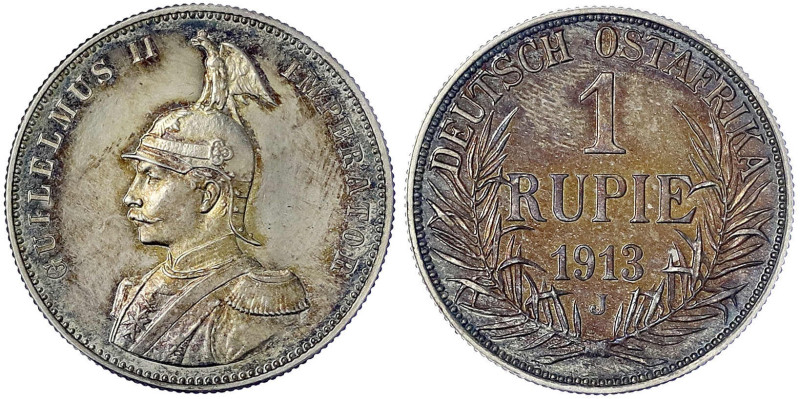 Münzen der Kolonien und Nebengebiete
Deutsch-Ostafrika
1 Rupie 1913 J. Poliert...