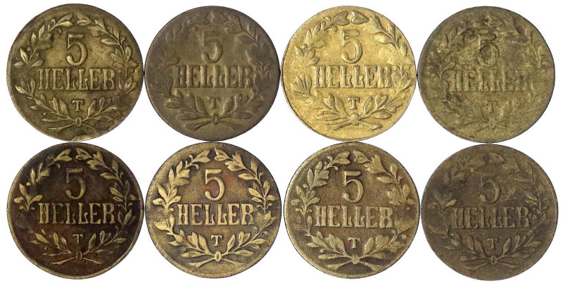 Münzen der Kolonien und Nebengebiete
Deutsch-Ostafrika
8 X 5 Heller Messing 19...