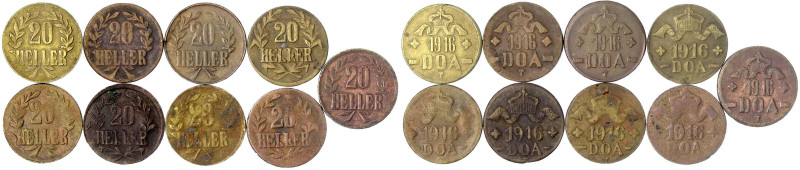 Münzen der Kolonien und Nebengebiete
Deutsch-Ostafrika
9 X 20 Heller DOA-Münze...