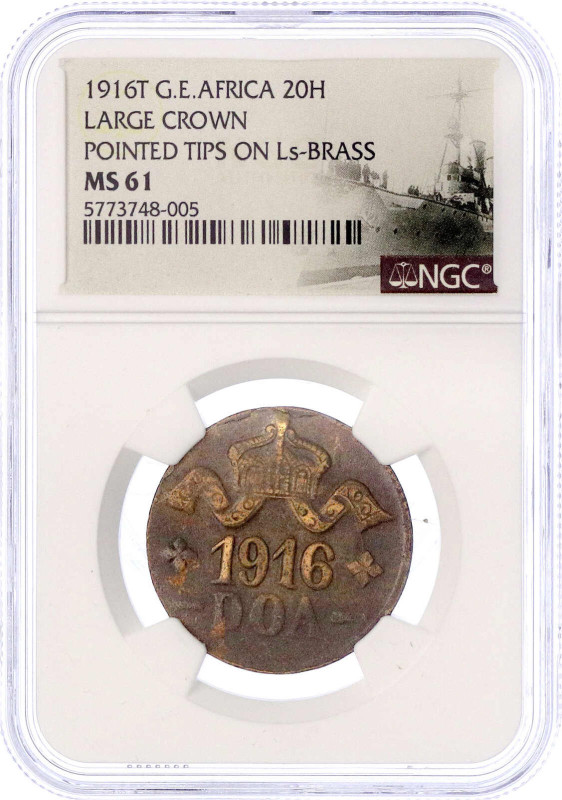 Münzen der Kolonien und Nebengebiete
Deutsch-Ostafrika
20 Heller 1916 T, Messi...