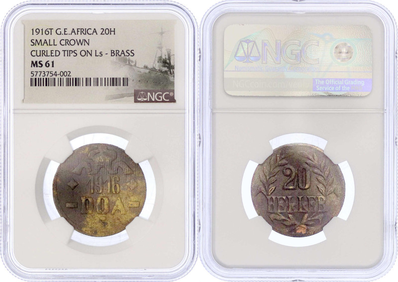 Münzen der Kolonien und Nebengebiete
Deutsch-Ostafrika
20 Heller 1916 T, Messi...