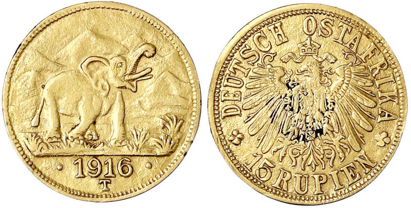 Münzen der Kolonien und Nebengebiete
Deutsch-Ostafrika
15 Rupien GOLD 1916 T. ...