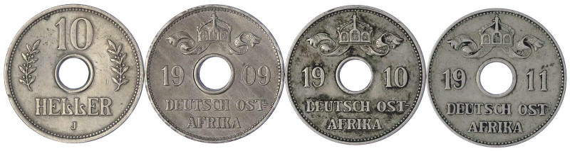 Münzen der Kolonien und Nebengebiete
Deutsch-Ostafrika
4 X 10 Heller: 1908 J, ...