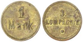 Münzen der Kolonien und Nebengebiete
Deutsch-Südwestafrika
1 Mark Wertmarke der 3. Kompagnie (Keetmanshoop) o.J. 25,6 mm. vorzüglich, selten