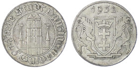 Münzen der Kolonien und Nebengebiete
Danzig, Freie Stadt
5 Gulden 1932. Marienkirche. vorzüglich. Jaeger D17.