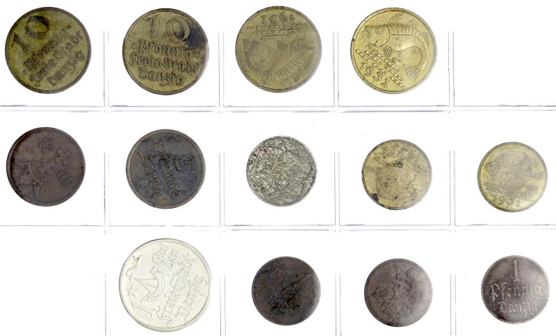 Münzen der Kolonien und Nebengebiete
Danzig, Freie Stadt
13 Stück: Gulden 1923...