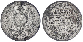 Münzen der Kolonien und Nebengebiete
Allgemein
Reklamemarke der Markt Drogerie Gustav Thoss *Lommatzsch* o.J. Mit u.a. Rabatt auf Kolonial-Waren. Me...