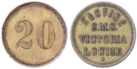 Münzen der Kolonien und Nebengebiete
Marken der kaiserlichen Marine und der Kriegsmarine
20 (Pfennig) o.J. Messing, 21,4 mm. Kantine S.M.S. Victoria...