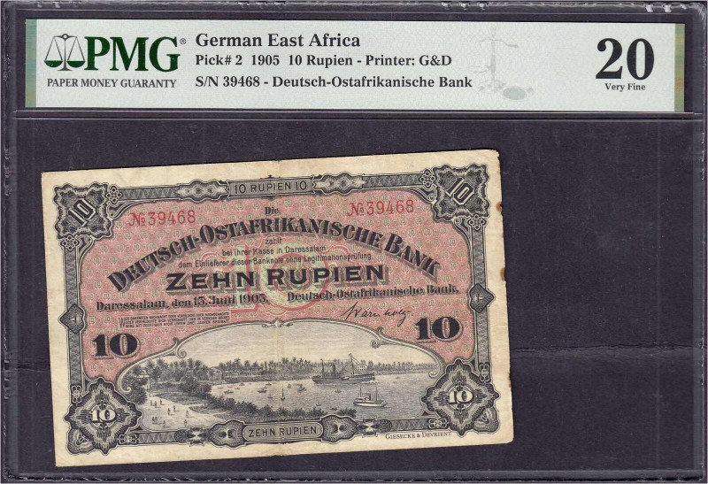 Banknoten der Kolonien und Nebengebiete
Deutsch-Ostafrika
10 Rupien 15.6.1905....