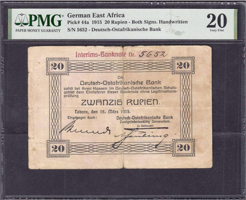 Banknoten der Kolonien und Nebengebiete
Deutsch-Ostafrika
20 Rupien Interims-B...
