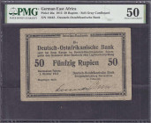 Banknoten der Kolonien und Nebengebiete
Deutsch-Ostafrika
50 Rupien 1.10.1915. KN. 16442. PMG-Grading 50 About Uncirculated. Rosenberg 913a. Grabows...