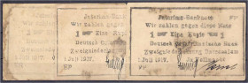 Banknoten der Kolonien und Nebengebiete
Deutsch-Ostafrika
3 x 1 Rupie Interims-Banknoten 1.7.1917. Serie EP, ER, FP. II-III. Rosenberg 936a,b,d. Gra...