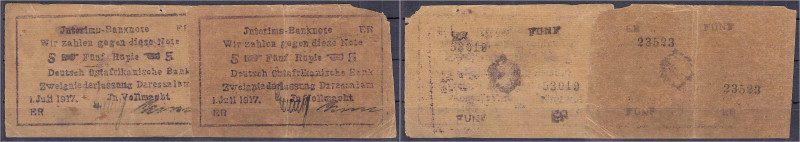 Banknoten der Kolonien und Nebengebiete
Deutsch-Ostafrika
2 x 5 Rupien 1.7.191...
