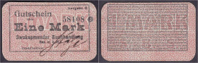 Banknoten der Kolonien und Nebengebiete
Deutsch-Südwestafrika
Swakopmunder Buchhandlung, 1 Mark o.D. 3. Auflage mit Microtext auf Rs. II. Rosenberg ...