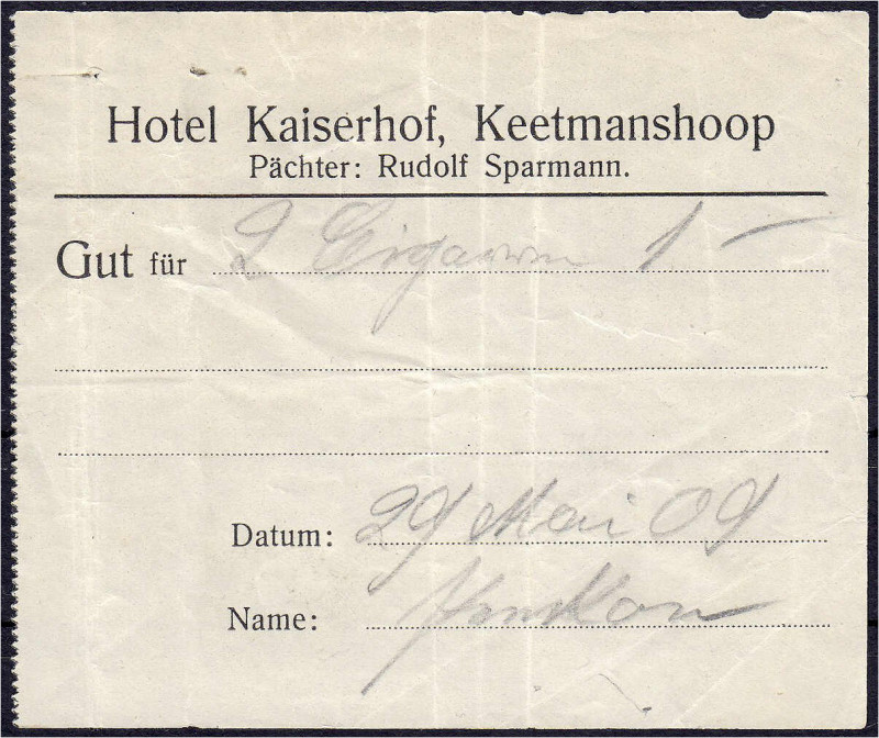 Banknoten der Kolonien und Nebengebiete
Deutsch-Südwestafrika
Privatausgabe, H...