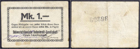 Banknoten der Kolonien und Nebengebiete
Deutsch-Südwestafrika
Privatausgabe, Südafrikanische Bodenkredit-Gesellschaft Filiale Lüderitzbucht, 1 Mark ...