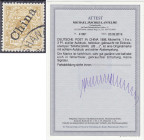 Briefmarken/Briefe/Postkarten der Kolonien und Nebengebiete
Deutsche Post in China
3 Pf. hellocker 1898, sauber gestempelt. Die Marke ist farbfrisch...