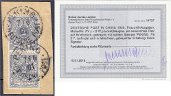 Briefmarken/Briefe/Postkarten der Kolonien und Nebengebiete
Deutsche Post in China
Petschili
2 Pf. blaugrau (Petschili) 1900/1902, senkrechtes Paar...