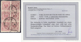 Briefmarken/Briefe/Postkarten der Kolonien und Nebengebiete
Deutsche Post in China
Vorläufer
10 Pf. + 50 Pf. 1890/1901, zwei klare vollständige Abs...
