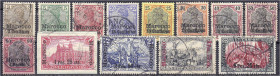 Briefmarken/Briefe/Postkarten der Kolonien und Nebengebiete
Deutsche Post in Marokko
3 Pf. - 5 M. Freimarken (Reichspost) 1900/1903, kompletter Satz...