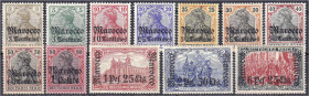 Briefmarken/Briefe/Postkarten der Kolonien und Nebengebiete
Deutsche Post in Marokko
3 Pf. - 5 M. Freimarken 1906, kompletter Satz in ungebrauchter ...