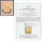 Briefmarken/Briefe/Postkarten der Kolonien und Nebengebiete
Deutsche Post in der Türkei
1 1/4 auf 25 Pf. Freimarke 1889, gelblichorange, postfrische...