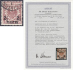 Briefmarken/Briefe/Postkarten der Kolonien und Nebengebiete
Deutsche Post in der Türkei
2 1/2 PIA auf 50 Pf. Freimarke 1889, gestempelt, typische Be...