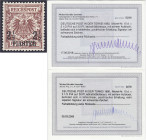 Briefmarken/Briefe/Postkarten der Kolonien und Nebengebiete
Deutsche Post in der Türkei
2 1/2 PIA auf 50 Pf. Freimarke 1889, Farbe ,,d" (lebhaftrötl...