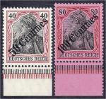 Briefmarken/Briefe/Postkarten der Kolonien und Nebengebiete
Deutsche Post in der Türkei
50 C. auf 40 Pf. und 100 C. auf 80 Pf. Freimarken (Centimes)...